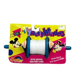 Vintage Mickeys Wacky Winders Kite Spool Blue with String 300 Feet 1996 NOS